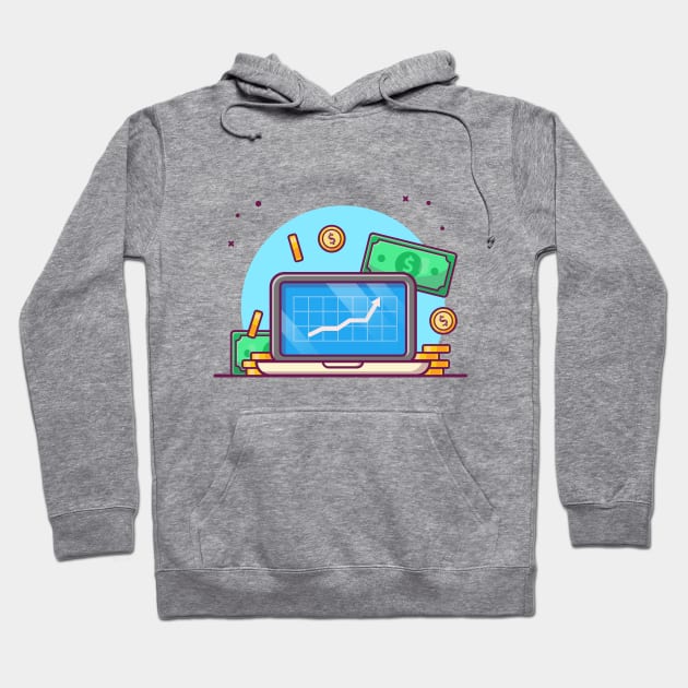 Laptop with coin and paper money cartoon Hoodie by Catalyst Labs